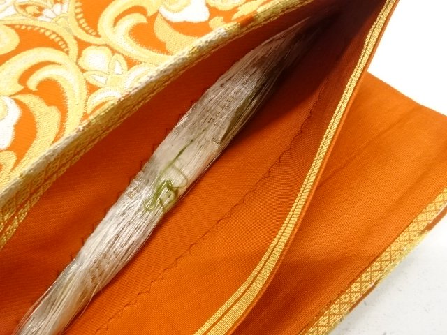  アンティーク　花更紗模様織り出し袋帯（材料）